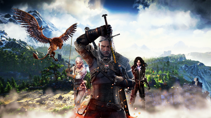 The Witcher 3: Wild Hunt characters with a griffin