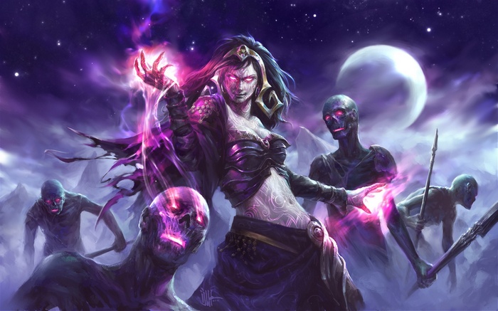 zombies, fantasy art, Liliana Vess, Magic: The Gathering, witch