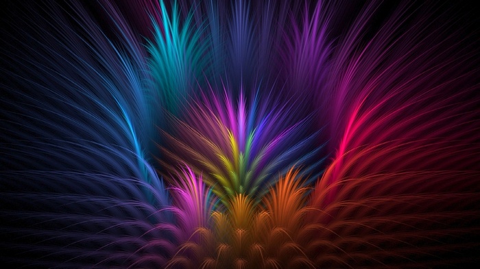 Abstract colorful fractal art with glowing strands
