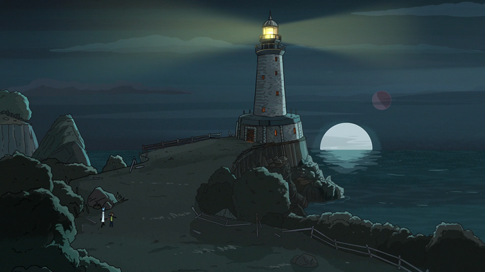 Rick and Morty at a Lighthouse
