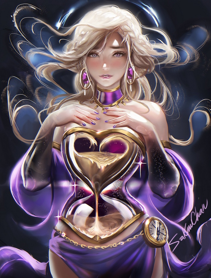 Sakimichan's hourglass woman with purple dress