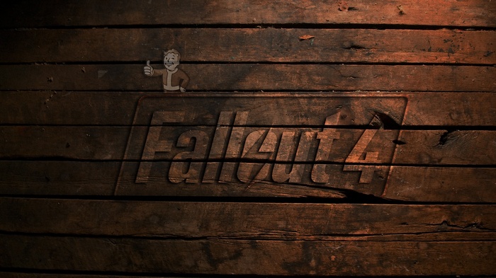 Fallout 4 Vault Boy on Wooden Background