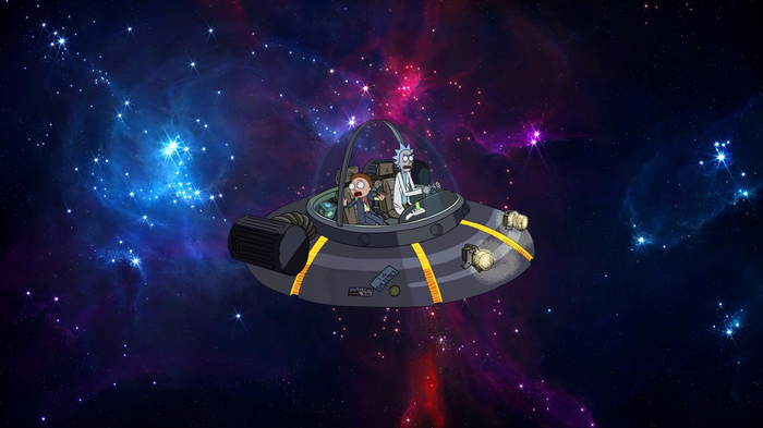 Rick and Morty in a spaceship
