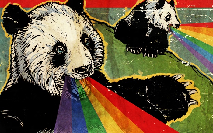 Pandas emitting rainbows