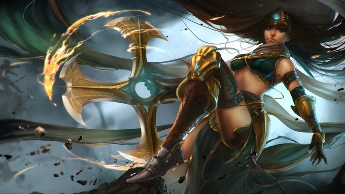 Sivir from League of Legends with a large weapon