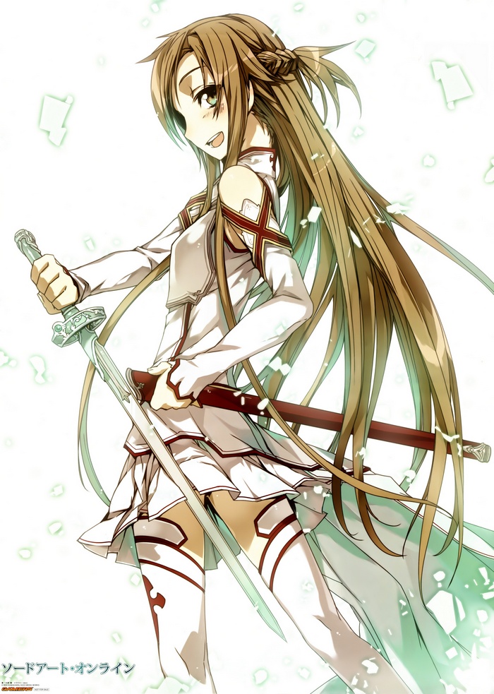 Asuna Yuuki from Sword Art Online with swords
