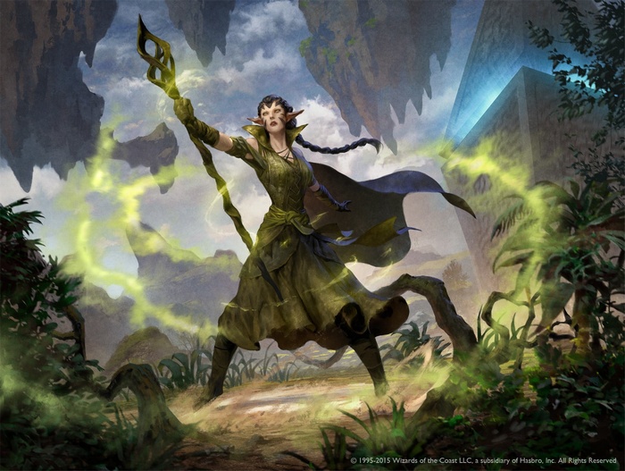 Nyssa from Magic: The Gathering casting a spell