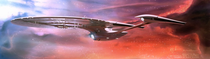 USS Enterprise in a colorful nebula