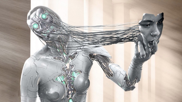 CGI, metal, cyborg, wires, women, face, skull, robot, artwork, digital art, 3D