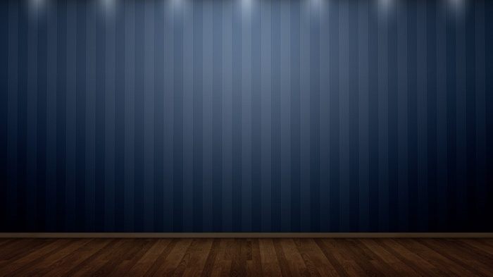 Dark blue striped wall and wooden floor