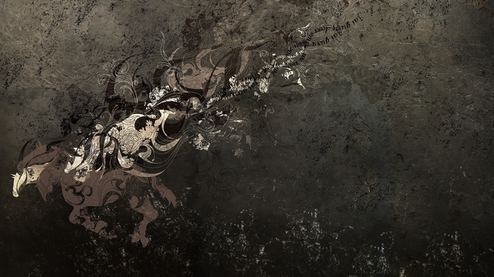 Abstract ornamented horse artwork with floral patterns