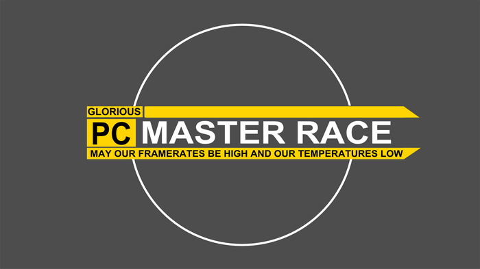 Glorious PC Master Race text with a circle