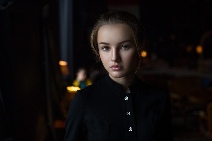 Portrait of Julia Tavrina in a black dress
