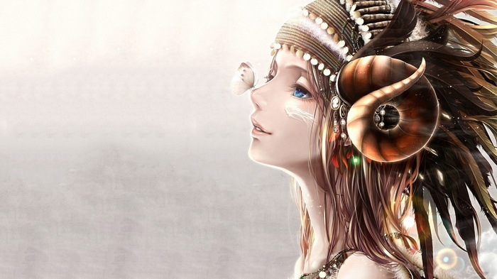 Anime girl with horns and butterfly