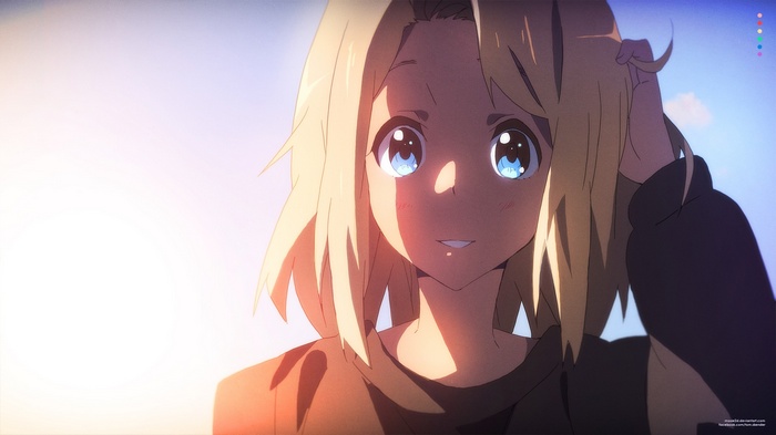 Anime girl with blonde hair and blue eyes