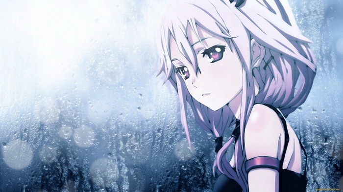 Inori Yuzuriha in the rain from Guilty Crown