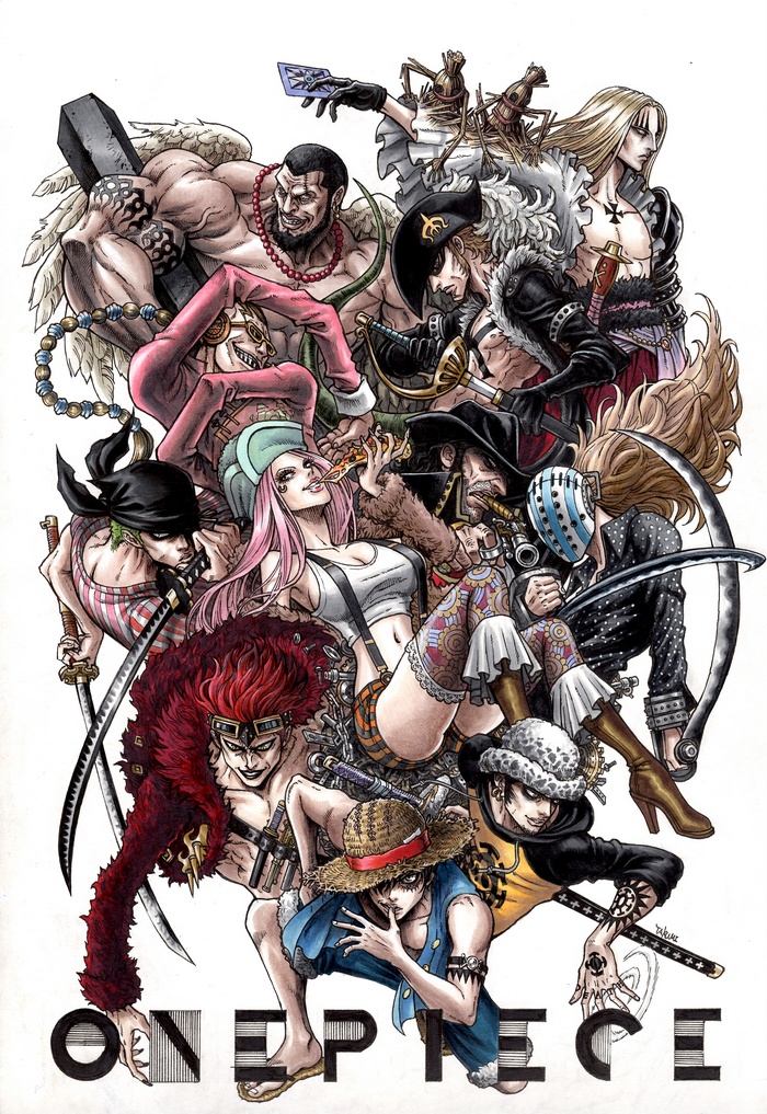 anime, Roronoa Zoro, One Piece, Trafalgar Law, Monkey D. Luffy