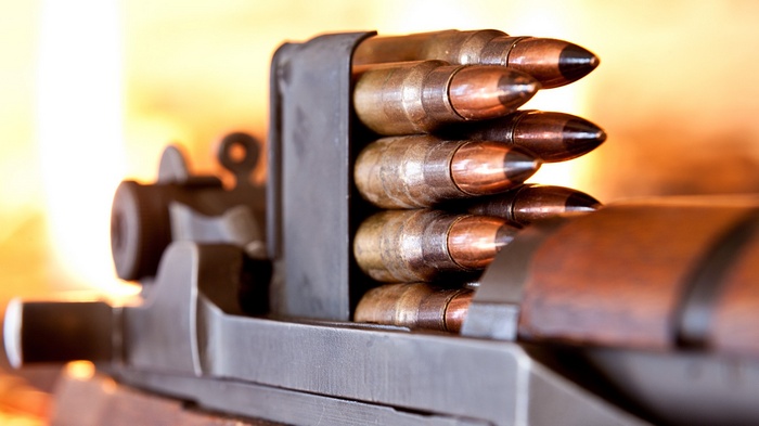 M1 Garand rifle with loaded clip of ammunition