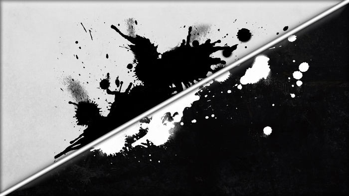 Abstract black and white paint splatter artwork