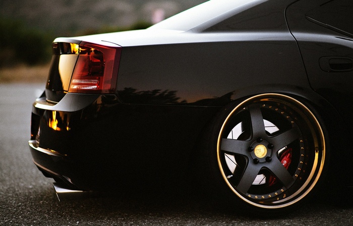 Black Dodge Charger with Custom Wheels