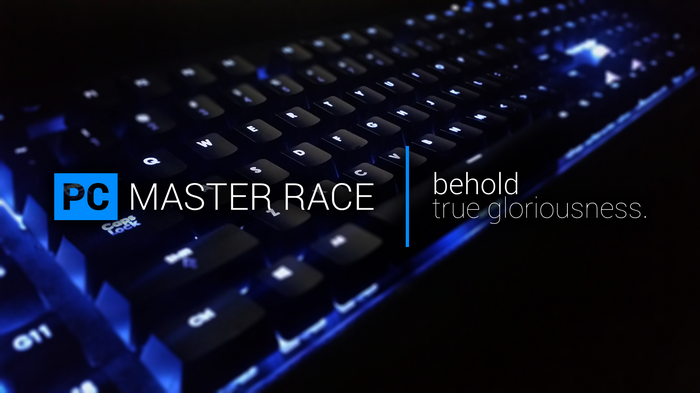 PC Master Race keyboard with blue backlighting