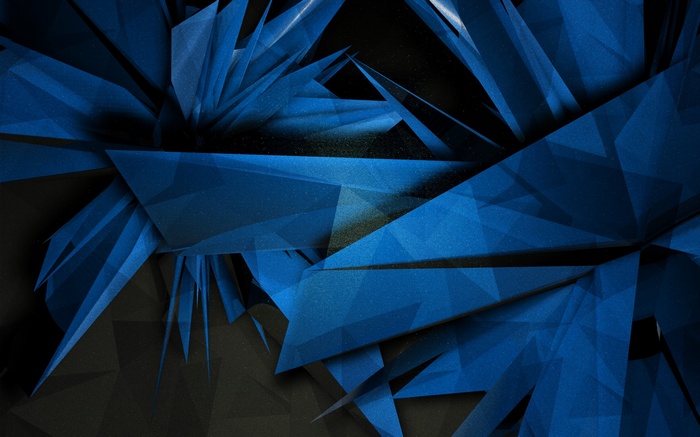 Abstract blue geometric shards on black background