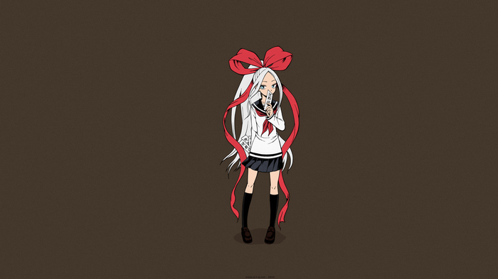Kyoko Fudatsuki with a large red bow and school uniform