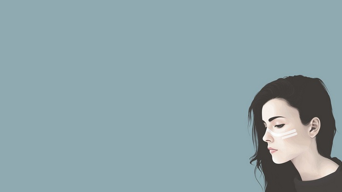 Vector portrait of a woman with white markings on her face