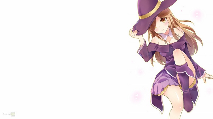 Anime girl in a purple witch outfit