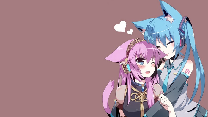 Megurine Luka and Hatsune Miku with Nekomimi