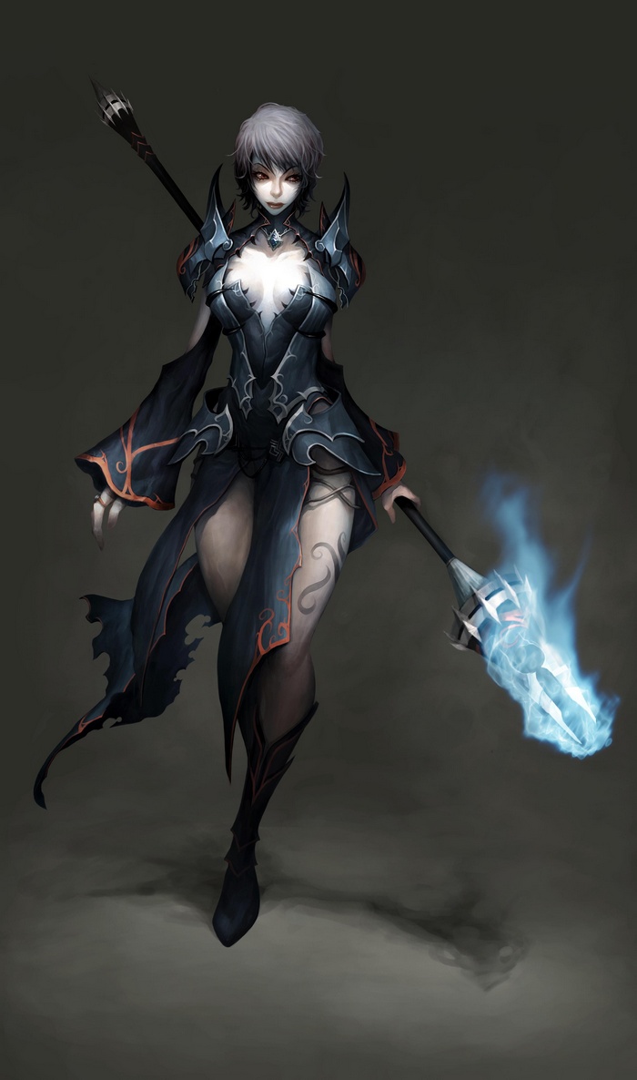 Atlantica Online Dark Sorceress with Staff