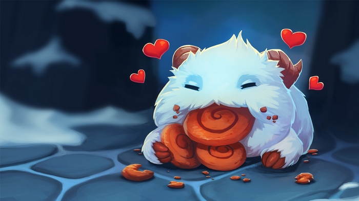 League of Legends Poro eating cinnamon rolls