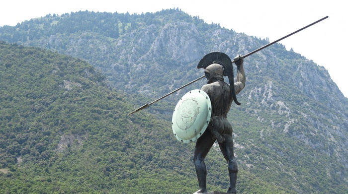 Statue of a Spartan warrior at Thermopylae