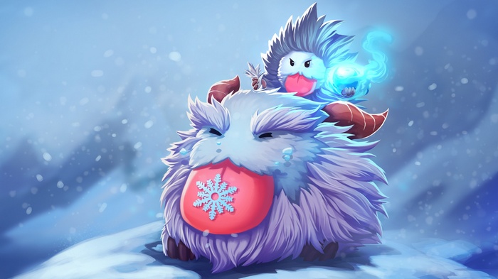 Nunu and Poro in a snowy landscape from League of Legends