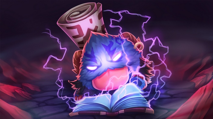 Ryze the Poro casting a spell from a book