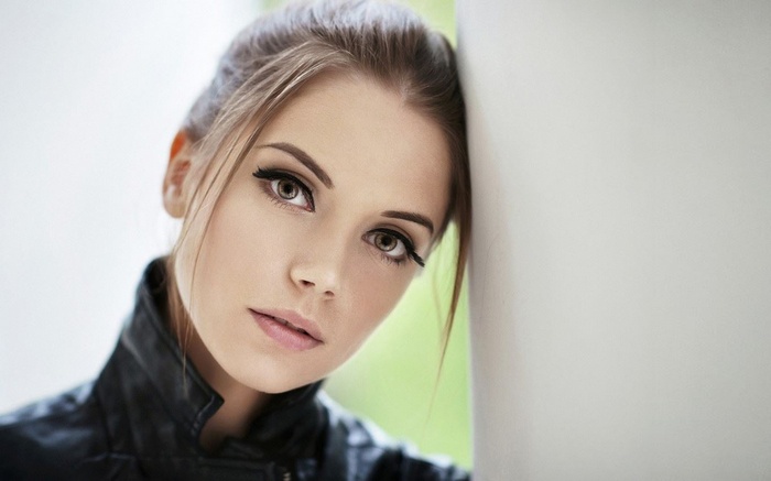 leather jackets, model, looking at viewer, Ksenia Kokoreva, women outdoors, women, face, brunette