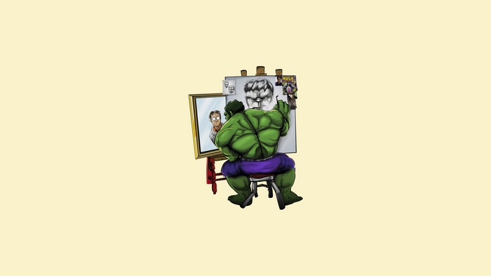 The Hulk painting a self-portrait