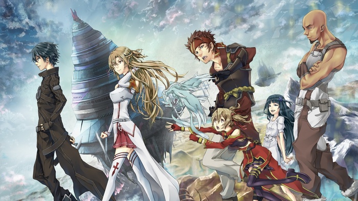 Sword Art Online characters in a fantasy landscape