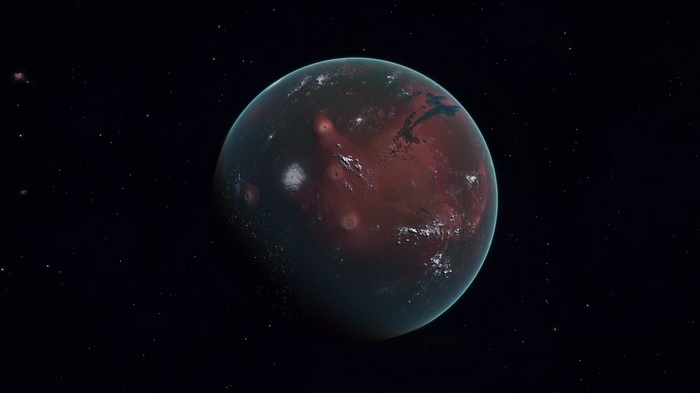 Mars planet in outer space with stars