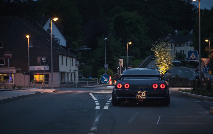Nissan GT-R R32 at dusk in Germany