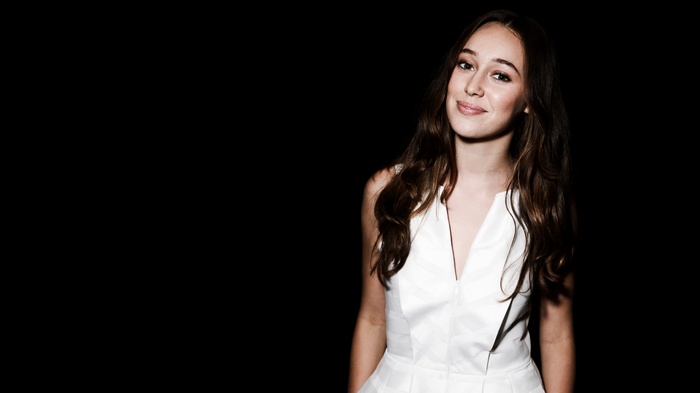 Alycia Debnam Carey in a white dress