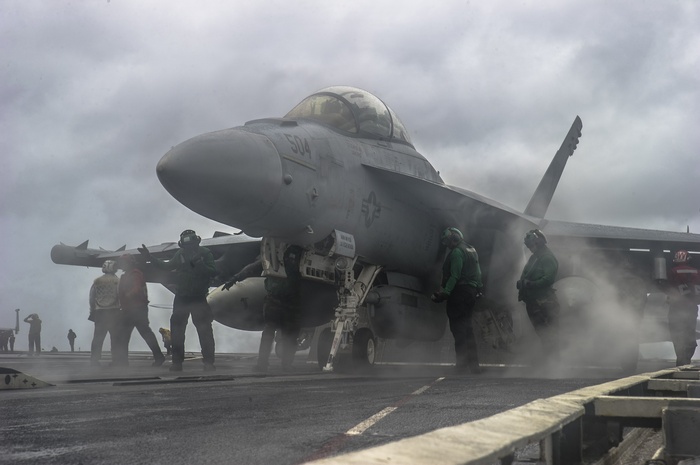 Boeing EA-18G Growler on Aircraft Carrier