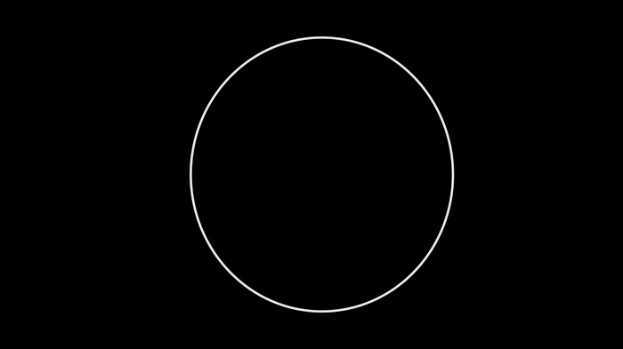A white circle on a black background