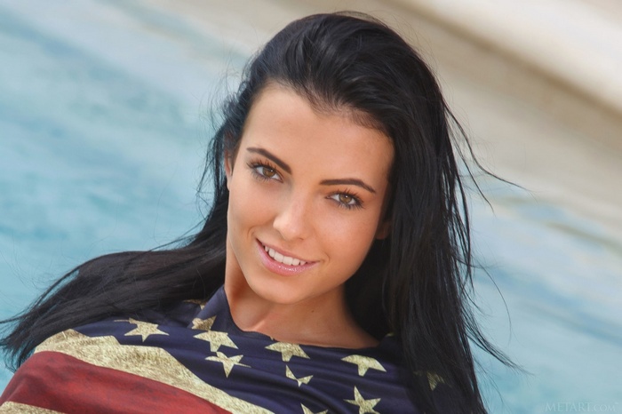 Sapphira wearing an American flag