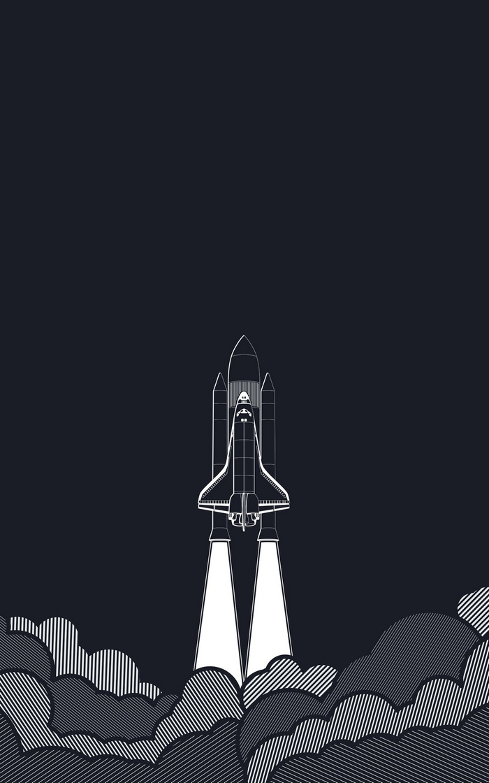 Space Shuttle Launch Minimalist Illustration