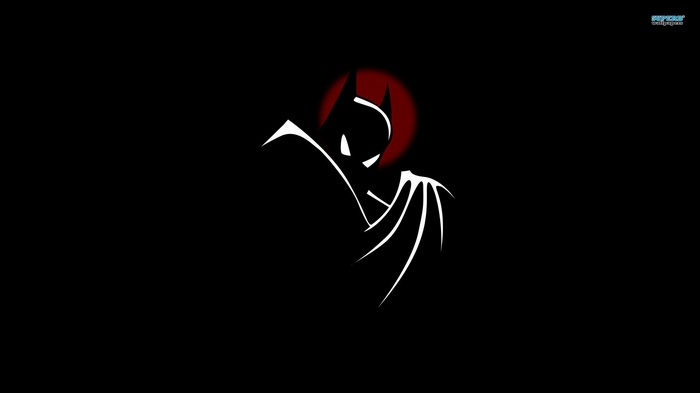Batman silhouette with red moon