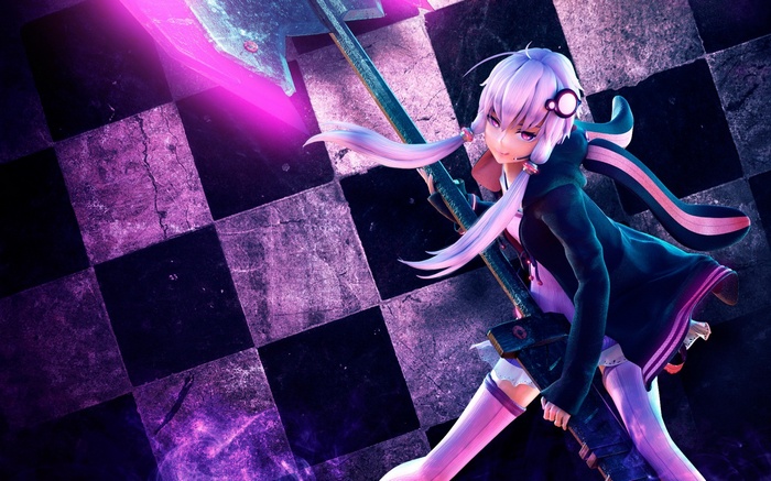 Yuzuki Yukari with a large axe