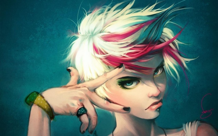 Artwork of a woman with punk hairstyle