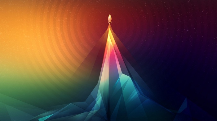 Rocket Launching Through Colorful Geometric Mountain