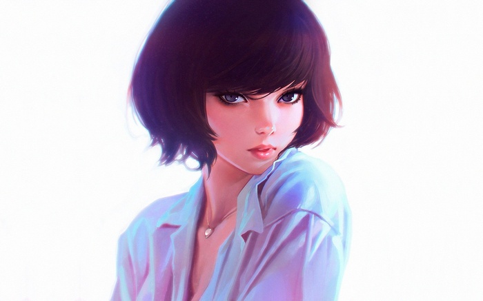 Ilya Kuvshinov original character with short hair and necklace